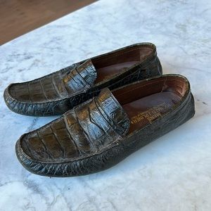 Donald J Pilner Slip On Loafers Driving Shoes Dark Brown